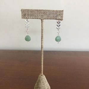 Aventurine Chevron Silver Drop Earrings
